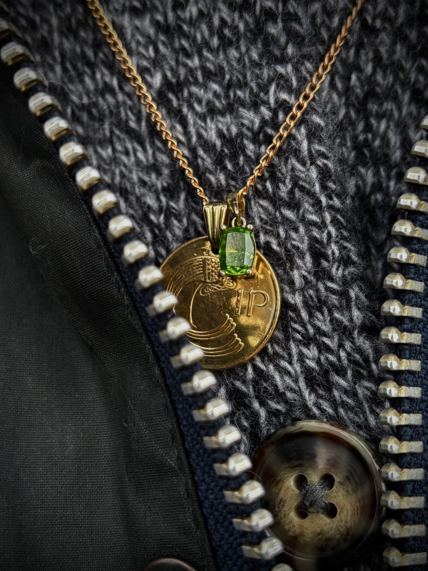 Irish Peacock Coin Pendant