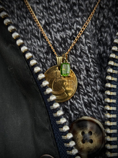 Irish Peacock Coin Pendant