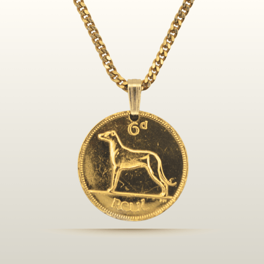 Irish Wolfhound Coin Pendant - Gallaghers Gifts