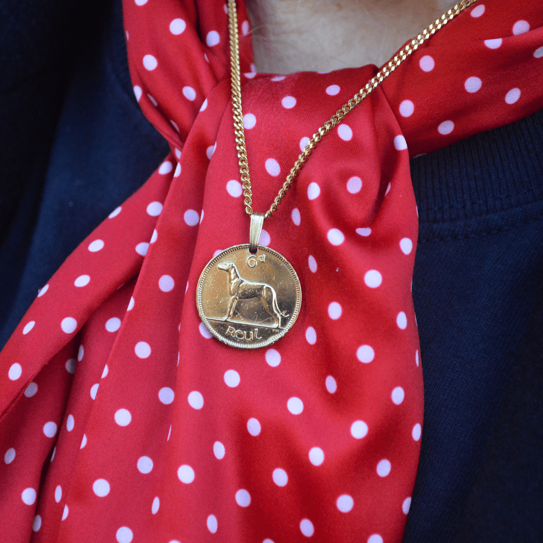 Irish Wolfhound Coin Pendant - Gallaghers Gifts