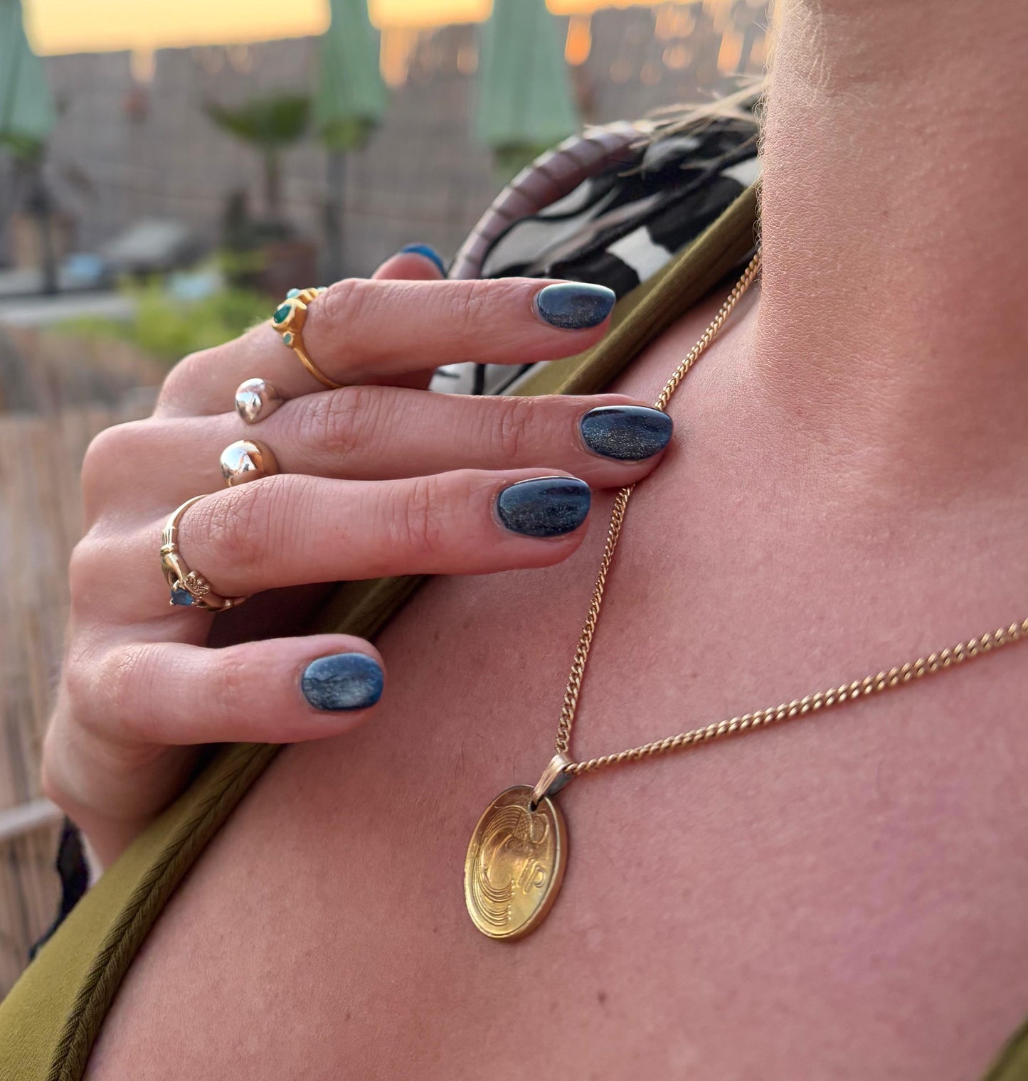 Irish Peacock Coin Pendant