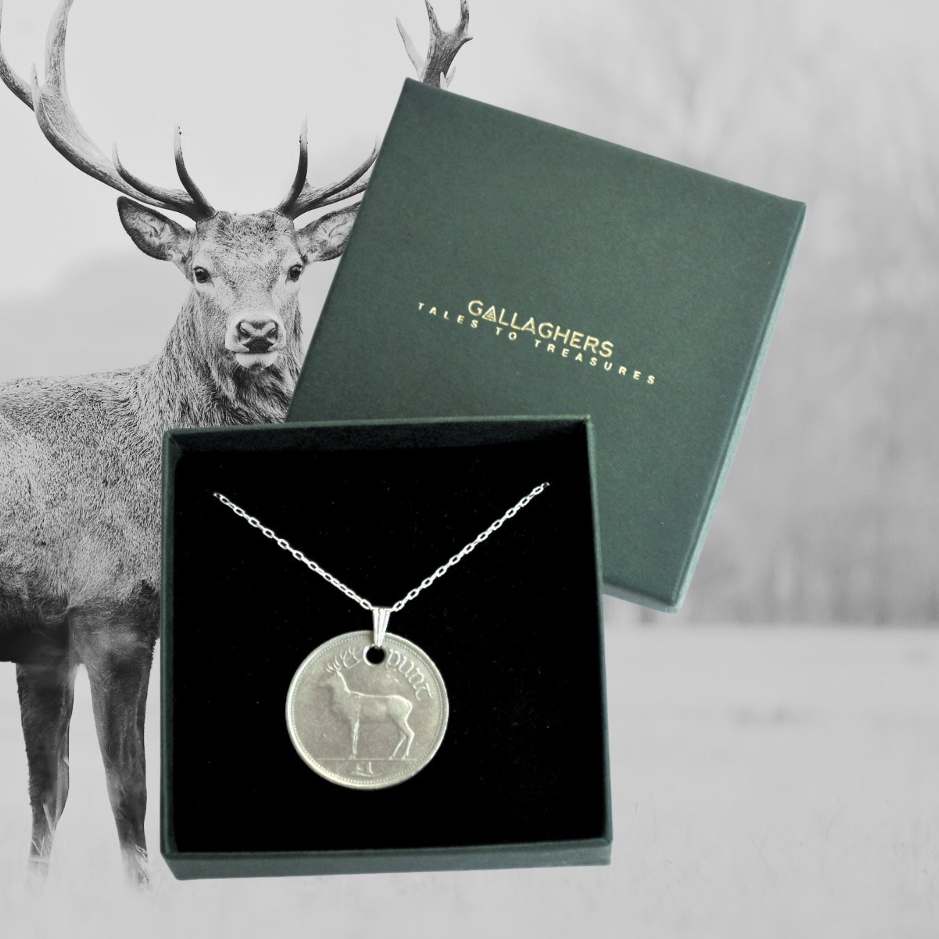 Silver Irish Stag Pendant - Gallaghers Gifts